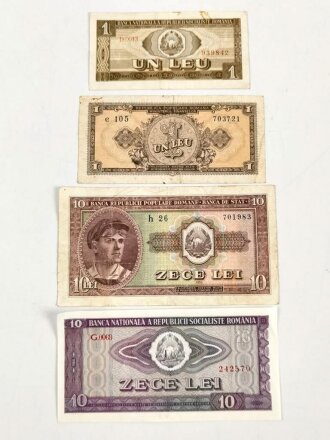 Rumänien , 4 x Banknote aus der Zeit des kalten Krieg