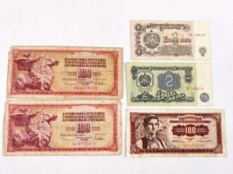 Jugoslawien , 5 x Banknote aus der Zeit des kalten Krieg