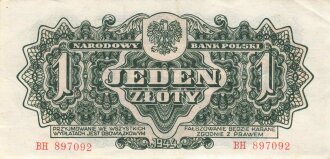 Polen , Banknote 1 Zloty 1944