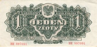 Polen , Banknote 1 Zloty 1944