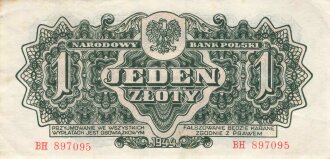 Polen , Banknote 1 Zloty 1944