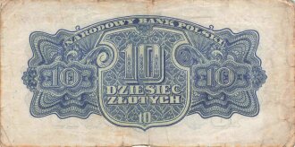 Polen , Banknote 10 Zlotych 1944