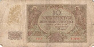 Polen , Banknote 10 Zlotych 1940