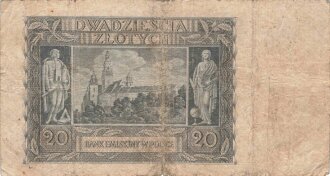 Polen , Banknote 20 Zlotych 1940