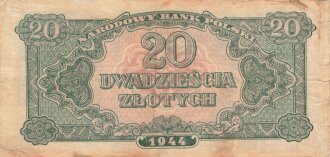 Polen , Banknote 20 Zlotych 1944