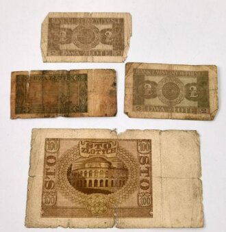 Polen , 4 x Banknote aus der Zeit des 2.Weltkrieg