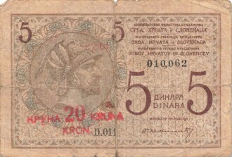 Jugoslawien , Banknote 5 Dinar 1919