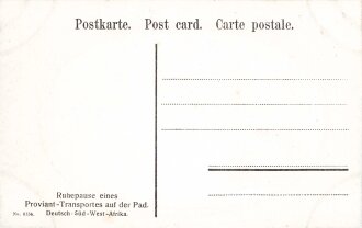 Postkarte, Deutsch Südwestafrika "Ruhepause eines Proviant-Transportes auf der Pad", in den Ecken Abdrücke aus Album