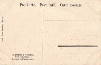 Postkarte, Deutsch Südwestafrika "Bahnstation Abbabis (Genesungsheim)", in den Ecken Abdrücke aus Album