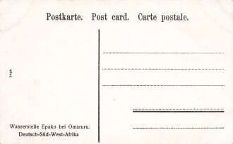 Postkarte, Deutsch Südwestafrika "Wasserstelle Epako bei Omaruru", in den Ecken Abdrücke aus Album, defekt