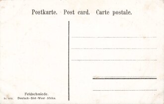 Postkarte, Deutsch Südwestafrika "Feldschmiede", in den Ecken Abdrücke aus Album