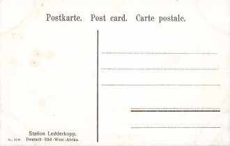 Postkarte, Deutsch Südwestafrika "Station Ledderkopp", in den Ecken Abdrücke aus Album