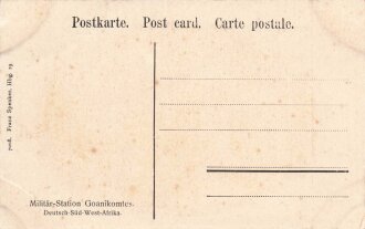 Postkarte, Deutsch Südwestafrika "Militär-Station Goanikomtes", in den Ecken Abdrücke aus Album