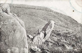 Postkarte, Deutsch Südwestafrika "Landschaft in den grossen Karasbergen", in den Ecken Abdrücke aus Album