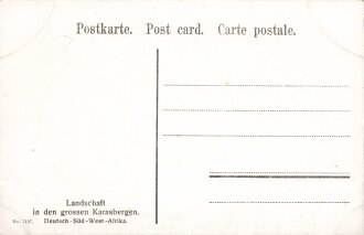 Postkarte, Deutsch Südwestafrika "Landschaft in den grossen Karasbergen", in den Ecken Abdrücke aus Album