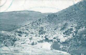 Postkarte, Deutsch Südwestafrika "Nurudas-Schlucht (gr. Karasberge)", in den Ecken Abdrücke aus Album