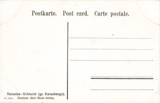 Postkarte, Deutsch Südwestafrika "Nurudas-Schlucht (gr. Karasberge)", in den Ecken Abdrücke aus Album