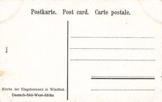 Postkarte, Deutsch Südwestafrika "Kirche der Eingeborenen in Windhuk ", in den Ecken Abdrücke aus Album