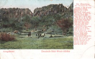 Postkarte, Deutsch Südwestafrika "Am Waterberg", in den Ecken Abdrücke aus Album