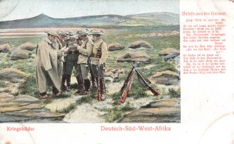 Postkarte, Deutsch Südwestafrika "Briefe aus der Heimat", in den Ecken Abdrücke aus Album