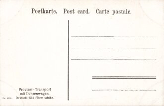 Postkarte, Deutsch Südwestafrika "Proviant-Transport mit Ochsenwagen", in den Ecken Abdrücke aus Album