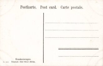 Postkarte, Deutsch Südwestafrika "Krankenwagen", in den Ecken Abdrücke aus Album