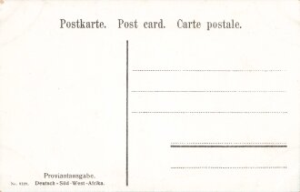 Postkarte, Deutsch Südwestafrika "Proviantausgabe", in den Ecken Abdrücke aus Album