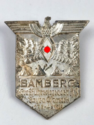 Hitler Jugend, Blechabzeichen "Großführerlager Bayer. Ostmark " Bamberg 27.5 - 4.6.1939