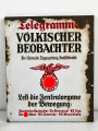 Emailleschild " Telegramme Völkischer Beobachter"  Die führende Tageszeitung Deutschlands. 48 x 58cm.