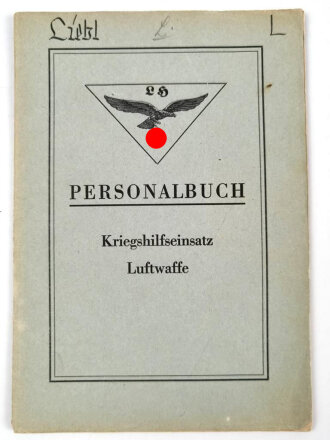 Personalbuch für Luftwaffenhelfer. Ausgestellt auf einen HJ Angehörigen aus Regensburg, Dienst bei schwere Flak Abteilung 633 ab September 1943