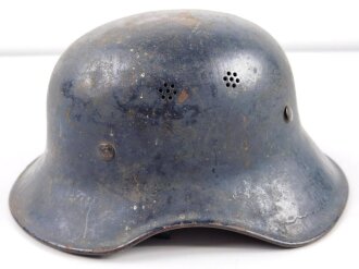 Stahlhelm Luftschutz. Einteiliges Modell, Originallack, ungereinigt. Hatte nie ein Abzeichen , Kinnriemen aus Kunststoff