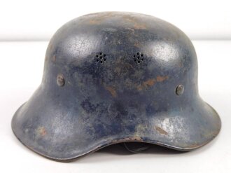 Stahlhelm Luftschutz. Einteiliges Modell, Originallack, ungereinigt. Hatte nie ein Abzeichen , Kinnriemen aus Kunststoff