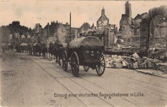 Postkarte "Einzug einer deutschen Bagagekolonne in Lille"