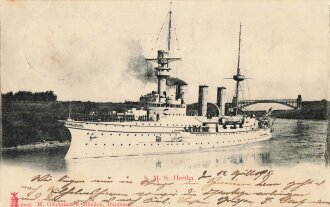 Postkarte "S.M.S. Hertha, M. Glückstadt & Münden, Hamburg"