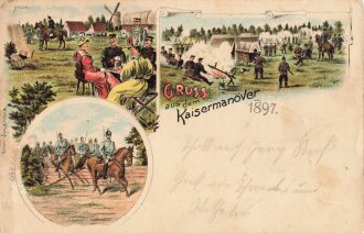 Postkarte "Gruss aus dem  Kaisermanöver 1897"