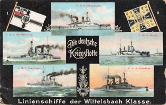 Postkarte "Die deutsche Kriegsflotte, Linienschiffe...