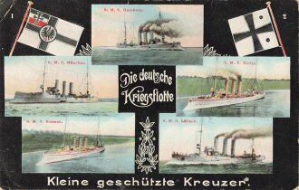 Postkarte " Die deutsche Kriegsflotte , Kleine geschützte Kreuzer "