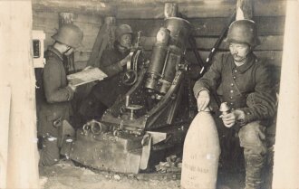 1. Weltkrieg Foto  "schwerer Minenwerfer 1917" , 14 x 9 cm