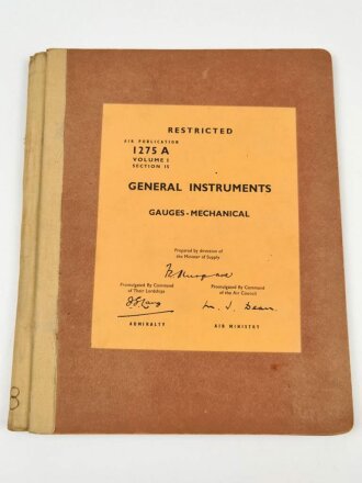 U.S. Air Force " Air Publication 1275A, Volume 1, Section 15 " General Instruments, Gauges - Mechanical" 1950´s.