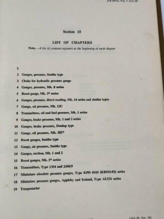 U.S. Air Force " Air Publication 1275A, Volume 1, Section 15 " General Instruments, Gauges - Mechanical" 1950´s.