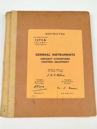 U.S. Air Force " Air Publication 1275A, Volume 1, Section 20 " General Instruments, Aircraft Atmosphere Control Equipment" 1950´s.