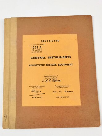 U.S. Air Force " Air Publication 1275A, Volume 1, Section 25 " General Instruments, Barostatic Release Equipment" 1950´s.