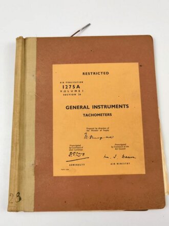 U.S. Air Force " Air Publication 1275A, Volume 1, Section 26 " General Instruments, Tachometers" 1950´s.