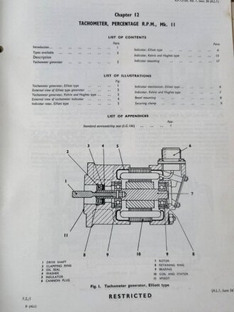 U.S. Air Force " Air Publication 1275A, Volume 1, Section 26 " General Instruments, Tachometers" 1950´s.