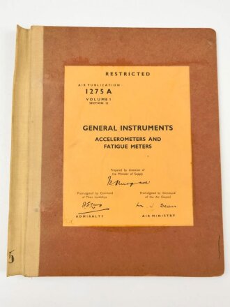 U.S. Air Force " Air Publication 1275A, Volume 1, Section 12 " General Instruments, Accelerometers and Fatigue Meters" 1950´s.