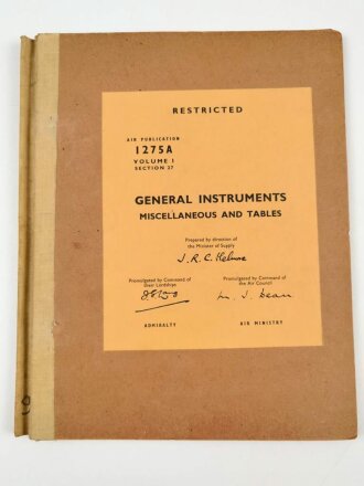 U.S. Air Force " Air Publication 1275A, Volume 1, Section 27  " General Instruments, Miscellaneous and Tables" 1950´s.