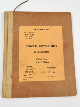 U.S. Air Force " Air Publication 1275A, Volume 1, Section 17  " General Instruments, Thermometers" 1950´s.