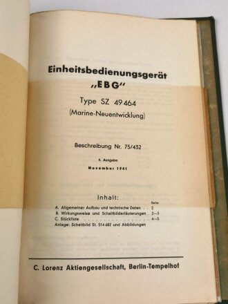 Beschreibung und Bedienungsanweisung für Lorenz 5KW Fernverkehr Kurzwellensender Type S.16 655/II.  Ausgabe April 1943. DIN A4, etwa 120-150 Seiten