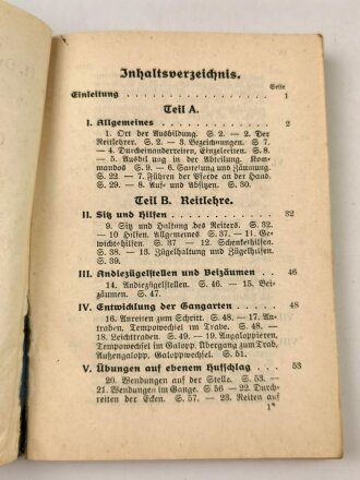 H. Dv. 12 "Reitvorschrift vom 18.08.1937", 204 Seiten, DIN A6