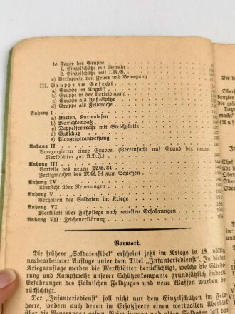 "Infanteriedienst für den Einzelschützen der aktiven Truppe, der Reserve und der Landwehr" Kriegsausgabe, Soldatenfibel, datiert 1940, 159 Seiten, DIN A5